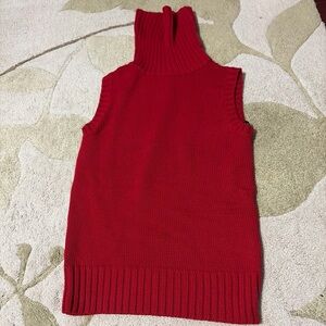 Axen B. Red Sleeveless Ribbed Turtleneck Sweater Top Size Small